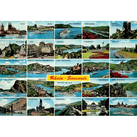 CPSM Rhein Souvenir vallée du Rhin Cologne Coblence Lorelei Rüdesheim Allemagne multivues