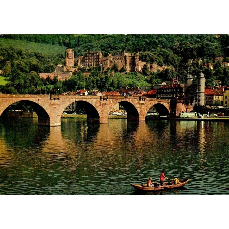 CPSM Heidelberg château Vieux Pont Alte Brücke Neckar Allemagne Bade-Wurtemberg