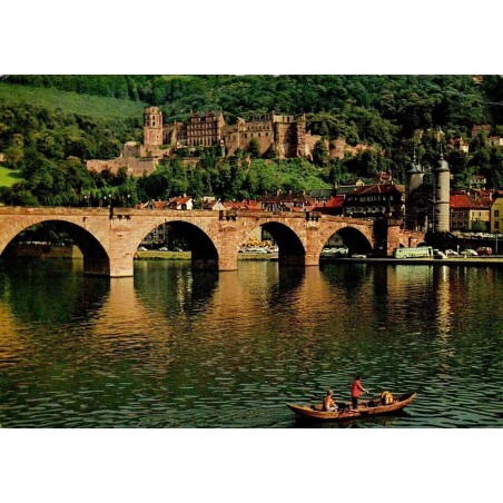 CPSM Heidelberg château Vieux Pont Alte Brücke Neckar Allemagne Bade-Wurtemberg