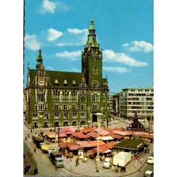 CPSM Wuppertal Elberfeld Neumarkt marché hôtel de ville Allemagne années 1960