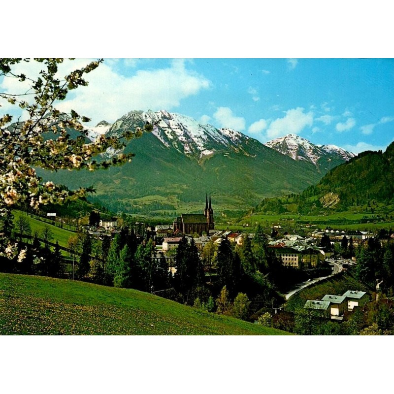 CPM St Johann im Pongau Autriche Heukareck église Alpes Salzbourg vue panoramique