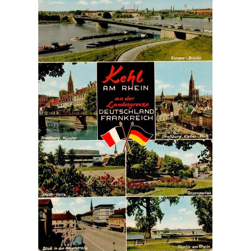 CPSM Kehl am Rhein Allemagne frontière France Strasbourg Europabrücke Rhin vues multiples