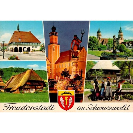 CPSM Freudenstadt im Schwarzwald Allemagne Forêt-Noire vues multiples costumes traditionnels