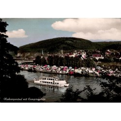 CPSM Neckargemünd Allemagne campingplatz Neckar bateau camping caravanes années 1960