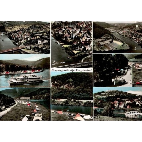 CPSM Neckargemünd Allemagne camping Neckar vues multiples bateaux caravanes années 1960