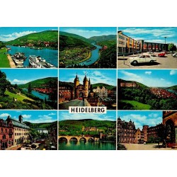 CPSM Heidelberg Allemagne château Neckar Alte Brücke vues de la ville Bade-Wurtemberg