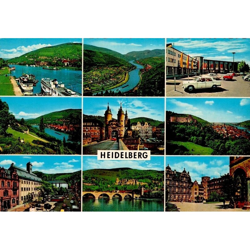 CPSM Heidelberg Allemagne château Neckar Alte Brücke vues de la ville Bade-Wurtemberg