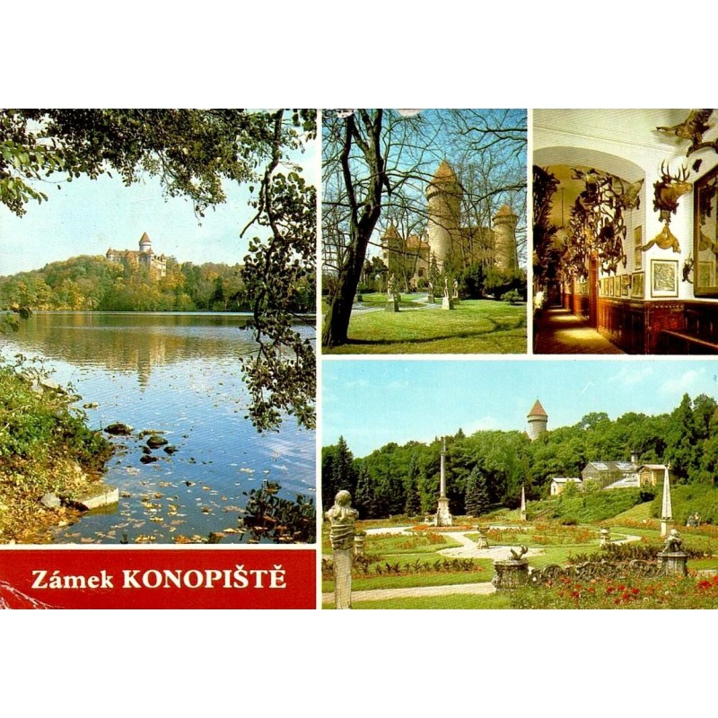 CPM château de Konopiště Tchécoslovaquie jardins François-Ferdinand carte postale 1988