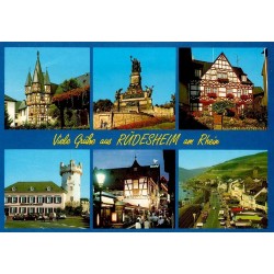 CPM Rüdesheim am Rhein Allemagne Niederwalddenkmal maisons à colombages vallée du Rhin
