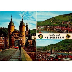 CPSM Heidelberg Allemagne Grüße aus Heidelberg Karlstor château Neckar vues de la ville