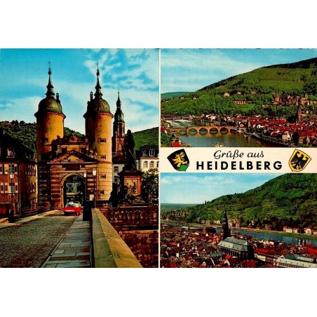CPSM Heidelberg Allemagne Grüße aus Heidelberg Karlstor château Neckar vues de la ville