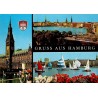 CPM Hamburg Allemagne Gruss aus Hamburg Rathaus Alster voiliers carte postale