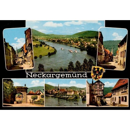 CPSM Neckargemünd Allemagne vues ville Neckar maisons anciennes années 1960