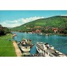 CPSM Heidelberg Allemagne Neckar château Alte Brücke bateaux années 1960