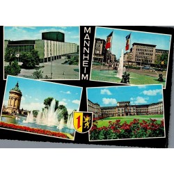 CPSM Mannheim Allemagne multivues Wasserturm Planken château fontaines années 1960