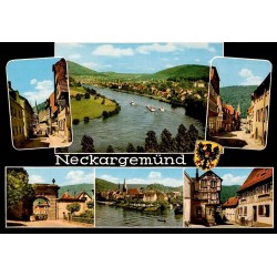 CPSM Neckargemünd Allemagne multivues Neckar rues anciennes maisons à colombages années 1960