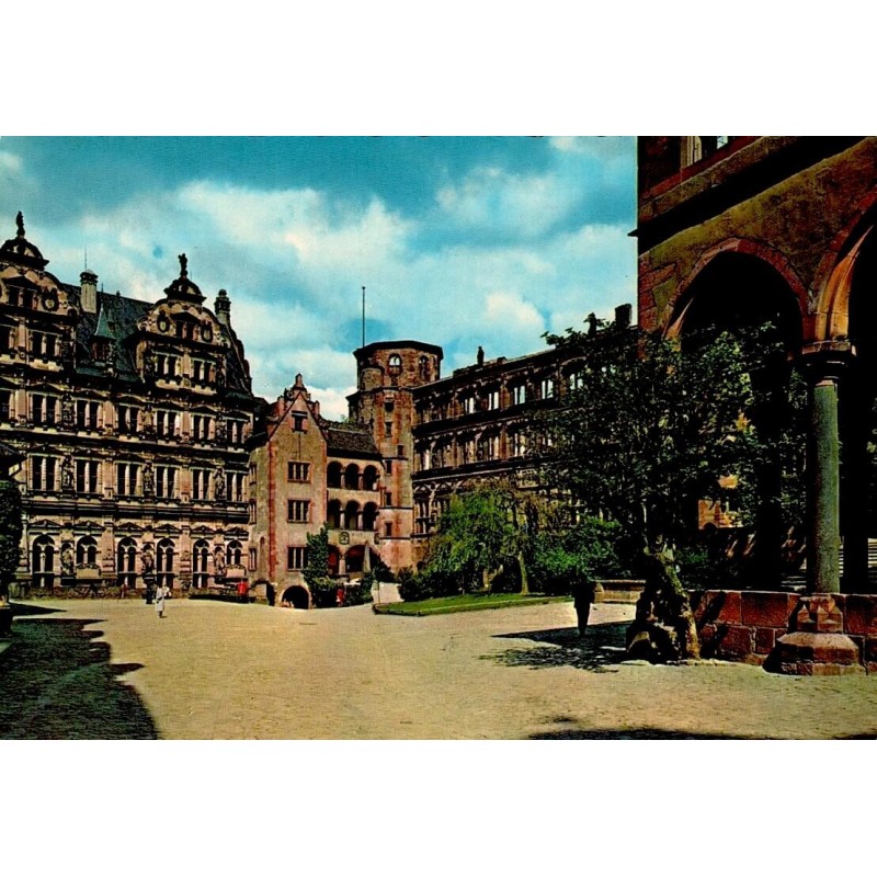 CPSM Heidelberg Schlosshof cour du château Allemagne architecture Renaissance années 1960