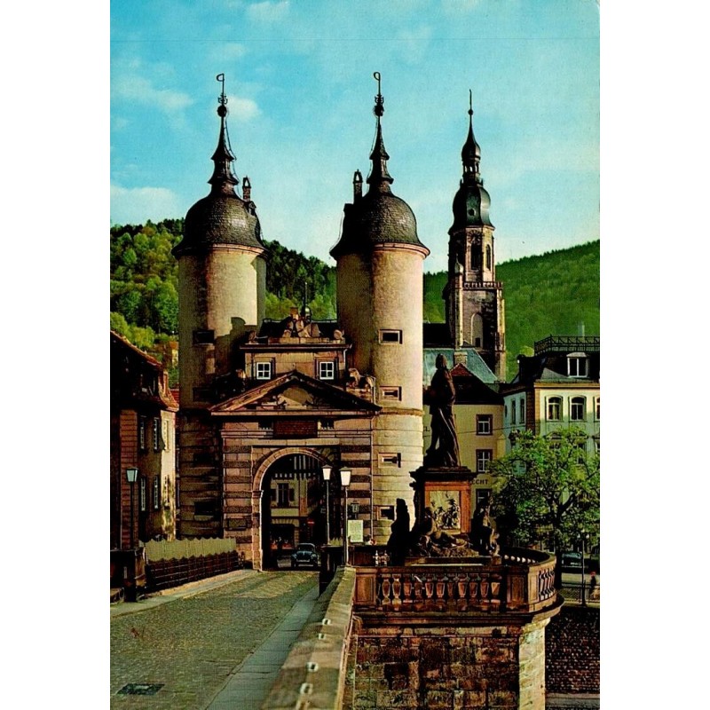 CPSM Heidelberg Brückentor porte du Vieux Pont Alte Brücke Allemagne années 1960
