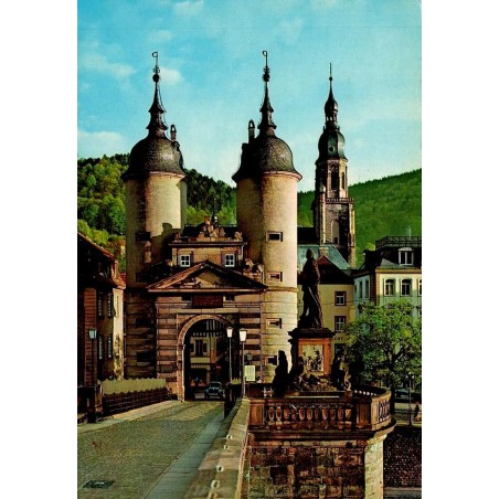 CPSM Heidelberg Brückentor porte du Vieux Pont Alte Brücke Allemagne années 1960