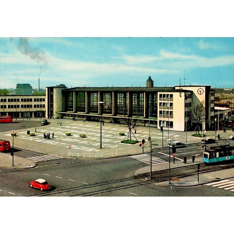 CPSM Heidelberg Hauptbahnhof gare centrale Allemagne tramway autobus voitures années 1960