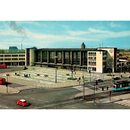 CPSM Heidelberg Hauptbahnhof gare centrale Allemagne tramway autobus voitures années 1960