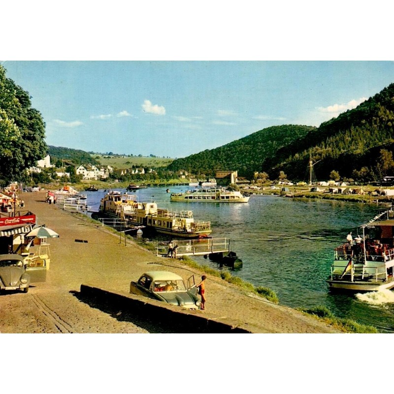 CPSM Neckarsteinach Die Vier-Burgen-Stadt bateaux Neckar Allemagne années 1960