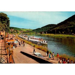 CPSM Neckarsteinach bateaux de tourisme quais du Neckar Allemagne années 1960