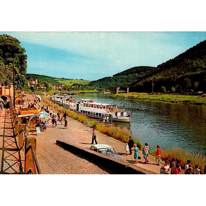 CPSM Neckarsteinach bateaux de tourisme quais du Neckar Allemagne années 1960
