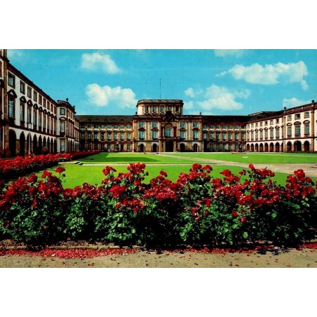 CPSM Mannheim Schloss château roseraie Bade-Wurtemberg Allemagne années 1960