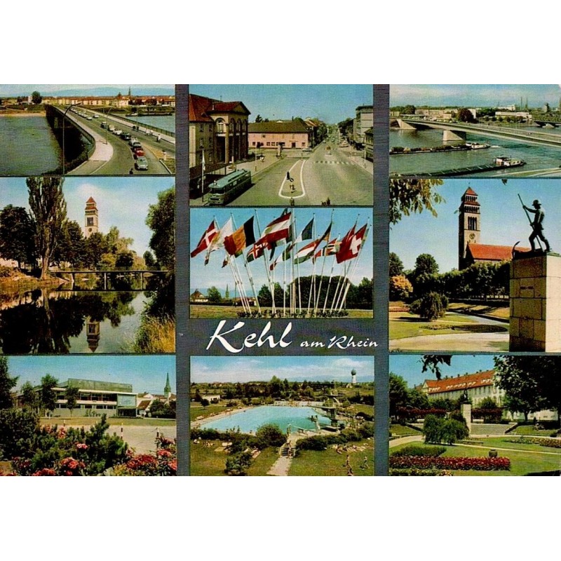 CPSM Kehl am Rhein Allemagne multivues pont Rhin monuments ville années 1960