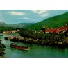 CPSM Neckargemünd Allemagne camping Friedensbrücke Neckar péniche caravanes années 1960