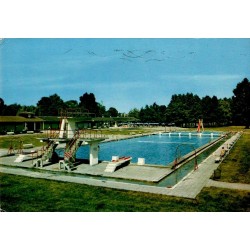 Rastatt en 1972, piscine municipale avec plongeoirs et bassin, carte en franchise militaire française
