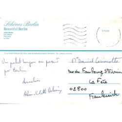 Berlin Mur Porte de Brandebourg Carte Postale Guerre Froide