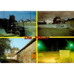 Berlin avant 1989, Mur de Berlin, porte de Brandebourg, graffitis et panneau du secteur américain