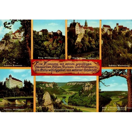 Donautal Sigmaringen châteaux vallée du Danube Burg Wildenstein Schloss Werenwag Beuron Allemagne carte postale