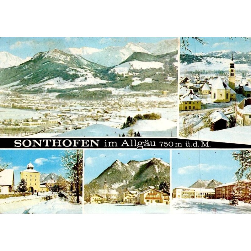 Sonthofen dans l’Allgäu sous la neige avec vues de la ville et montagnes bavaroises