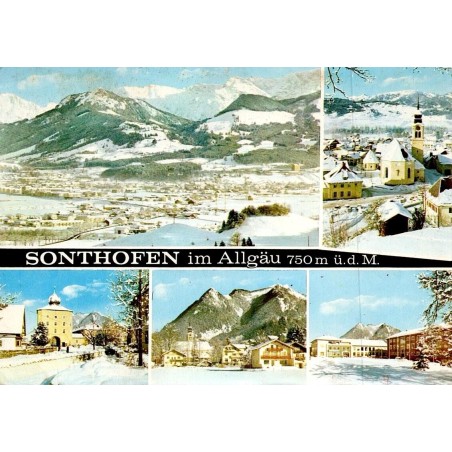 Sonthofen dans l’Allgäu sous la neige avec vues de la ville et montagnes bavaroises