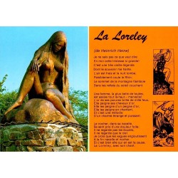 Sankt Goarshausen Loreley statue et poème de Heinrich Heine carte postale Allemagne