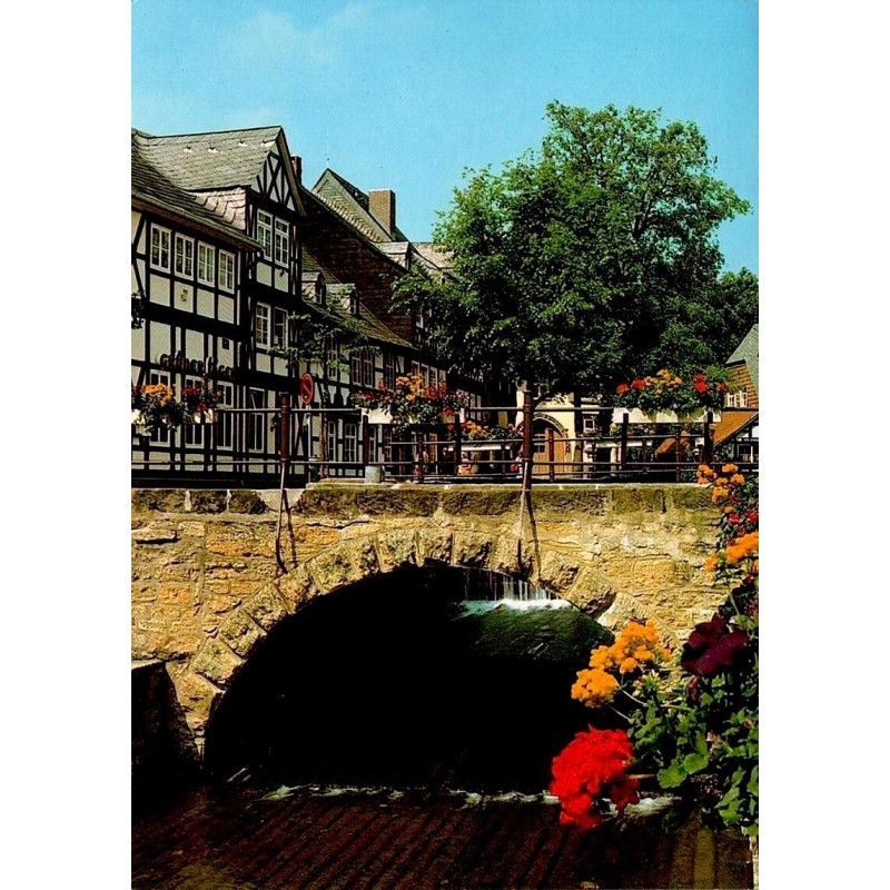 Goslar Harz Abzucht Allemagne carte postale ancienne maisons à colombages pont Basse-Saxe