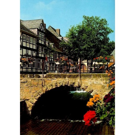 Goslar Harz Abzucht Allemagne carte postale ancienne maisons à colombages pont Basse-Saxe