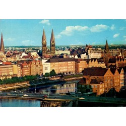 Bremen Brême panorama Weser Bürgermeister Smidt Brücke cathédrale Allemagne carte postale