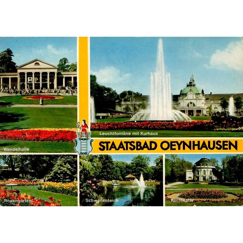 Bad Oeynhausen Staatsbad Kurhaus parc thermal fontaine roseraie Allemagne carte postale