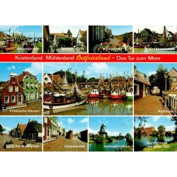 Greetsiel Ostfriesland, port de pêche, chalutiers, maisons frisonnes et moulins, carte multivues