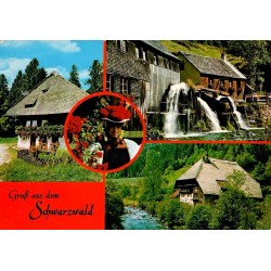Forêt-Noire Schwarzwald, fermes traditionnelles, moulin à eau et costume régional allemand