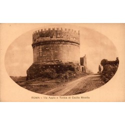 Rome Via Appia et tombeau de Cecilia Metella sur une ancienne carte postale italienne