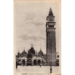 Venise basilique Saint-Marc et campanile sur la place Saint-Marc ancienne carte postale