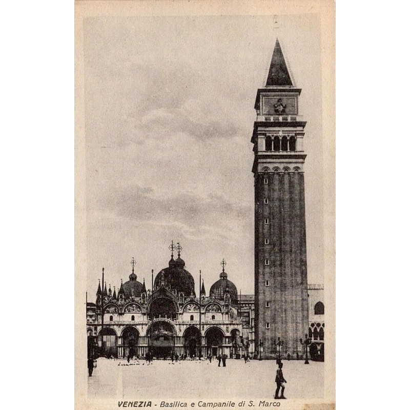 Venise basilique Saint-Marc et campanile sur la place Saint-Marc ancienne carte postale