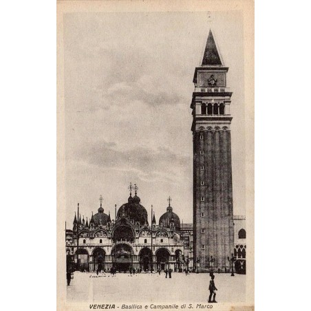 Venise basilique Saint-Marc et campanile sur la place Saint-Marc ancienne carte postale