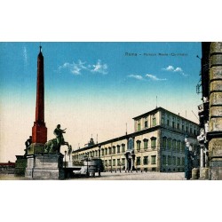 Rome palais du Quirinal avec obélisque et statues des Dioscures ancienne carte postale