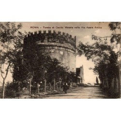 Rome tombeau de Cecilia Metella sur la Via Appia Antica avec personnages carte postale ancienne